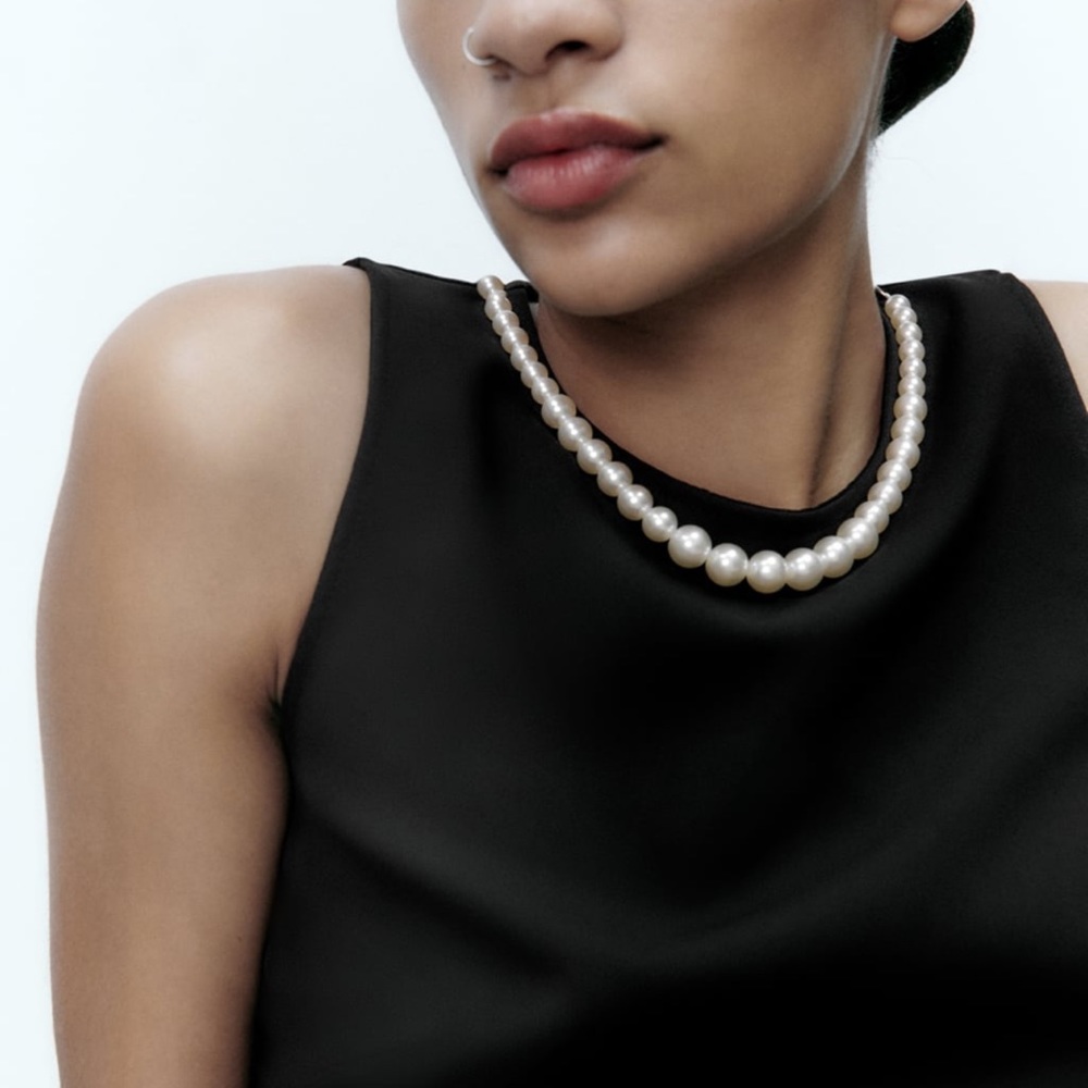 NWT Zara Pearl Peplum Top - Picture 2 of 11